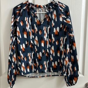 Stylish Women's Top in Navy and Orange